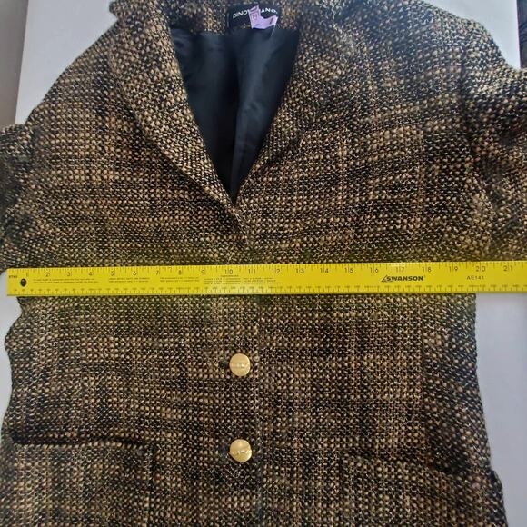 Vintage Womens Wool Blend Tweed Blazer Sz 10 Brown Black with Gold Shimmer Italy - Picture 12 of 14